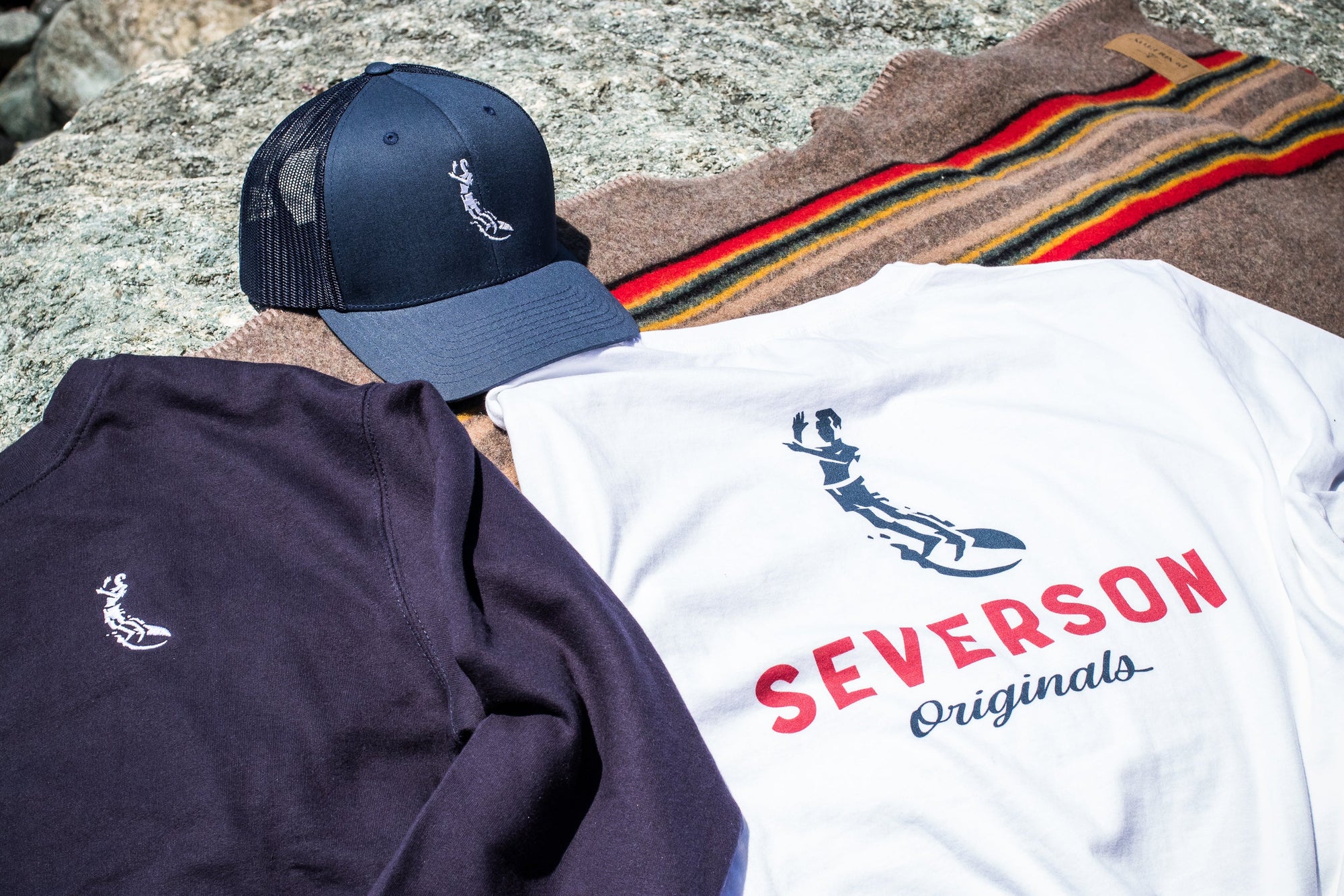 Photo of a variety of Severson products at the beach.