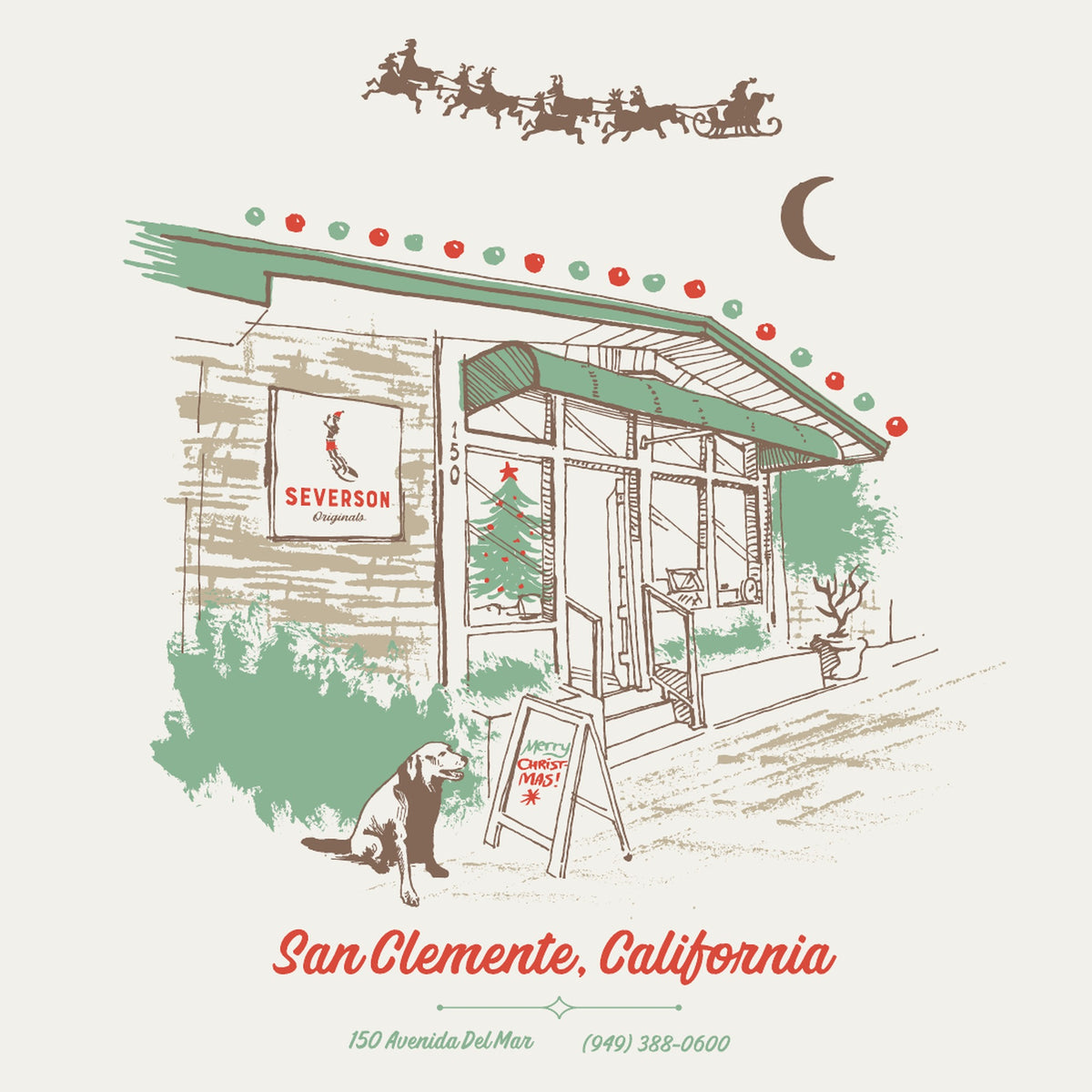Christmas on Del Mar tee back art, Ivory