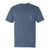 Front view of mens garment dyed pocket tee in blue, with severson surfer icon embroidered on left pocket.