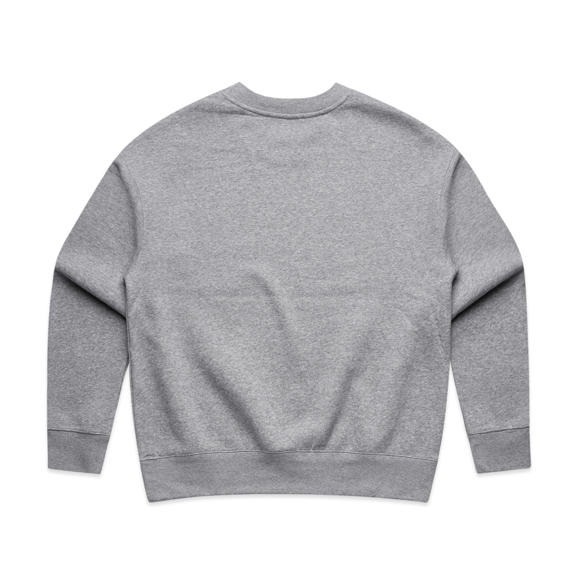 Back of grey heather sweatshirt. No graphic.