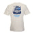 Back of mens t-shirt in White. Design is handrawn of a vintage VW bus in Mexico, with waves, surfboards and cactus. Also has Severson Originals text on bottom. Design is printed in Blue and light blue.